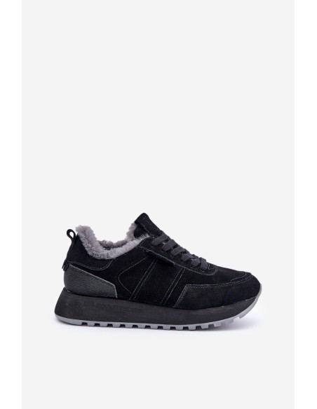 Women's Sneakers With Fur And Shiny Element Big Star OO274580 Black