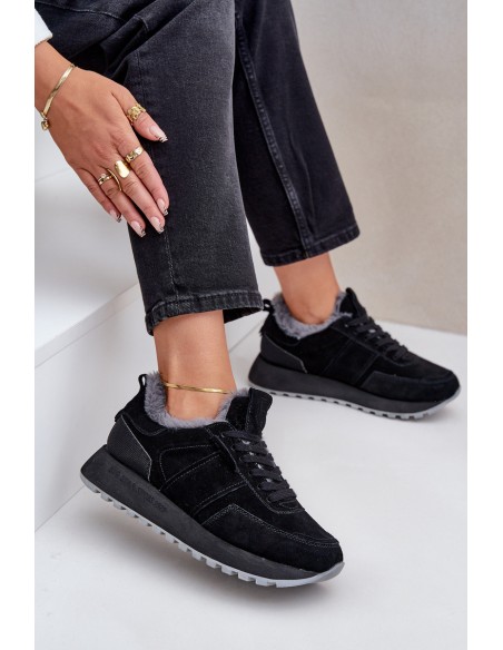 Women's Sneakers With Fur And Shiny Element Big Star OO274580 Black