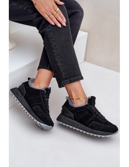 Women's Sneakers With Fur And Shiny Element Big Star OO274580 Black