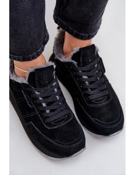 Women's Sneakers With Fur And Shiny Element Big Star OO274580 Black