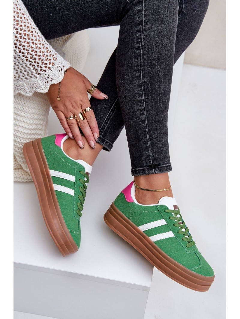 Ladies Sneakers On Platform Green Egelia