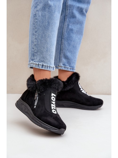 Sneakers Ankle Boots Women With Fur Black Zeriana