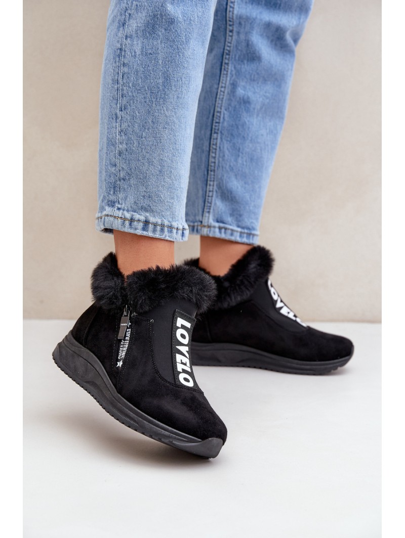 Sneakers Ankle Boots Women With Fur Black Zeriana