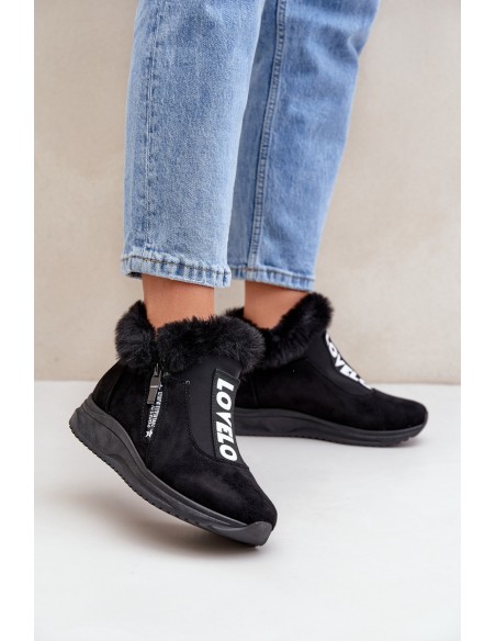 Sneakers Ankle Boots Women With Fur Black Zeriana