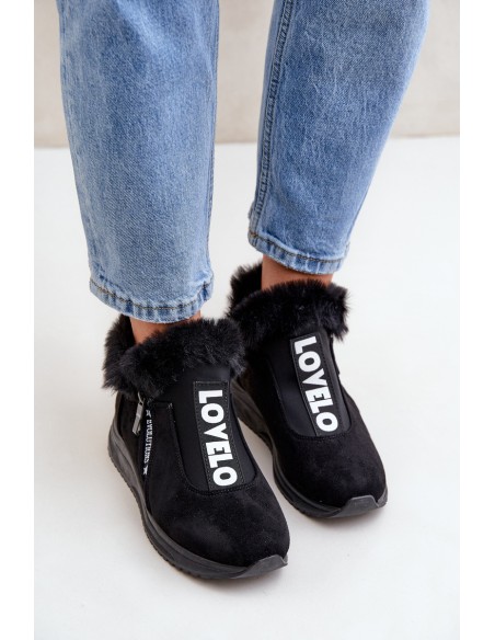 Sneakers Ankle Boots Women With Fur Black Zeriana