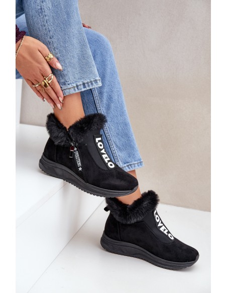 Sneakers Ankle Boots Women With Fur Black Zeriana