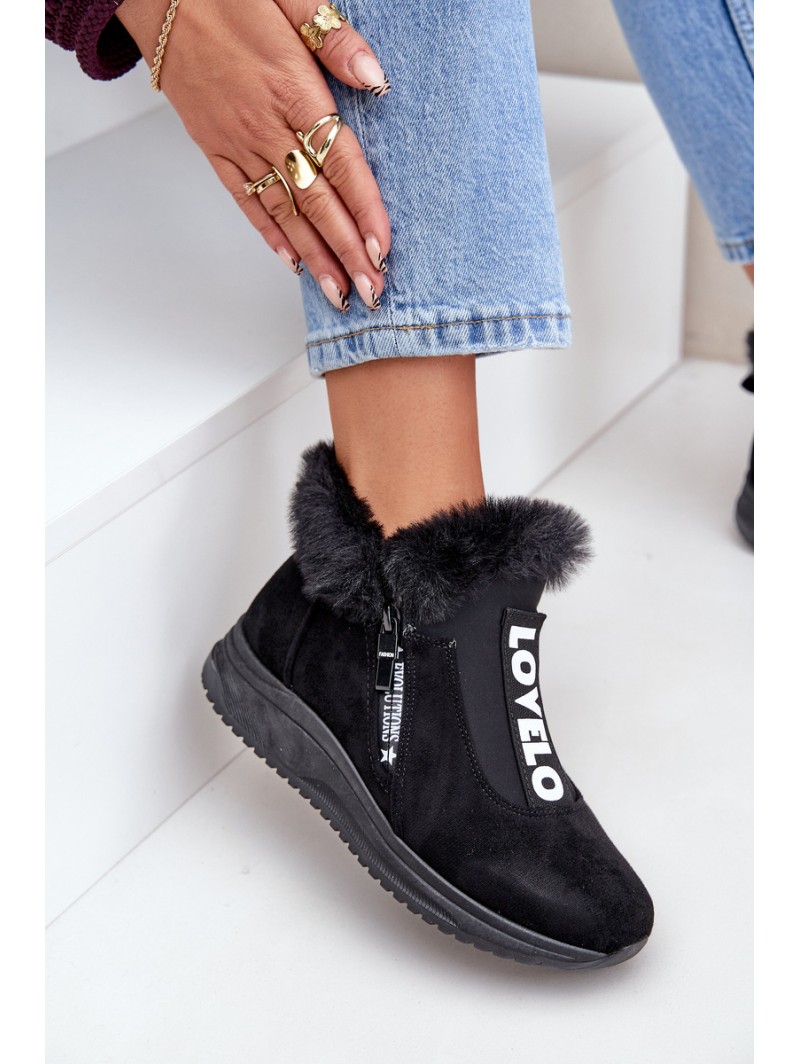 Sneakers Ankle Boots Women With Fur Black Zeriana