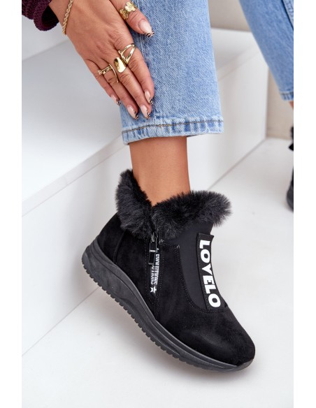 Sneakers Ankle Boots Women With Fur Black Zeriana