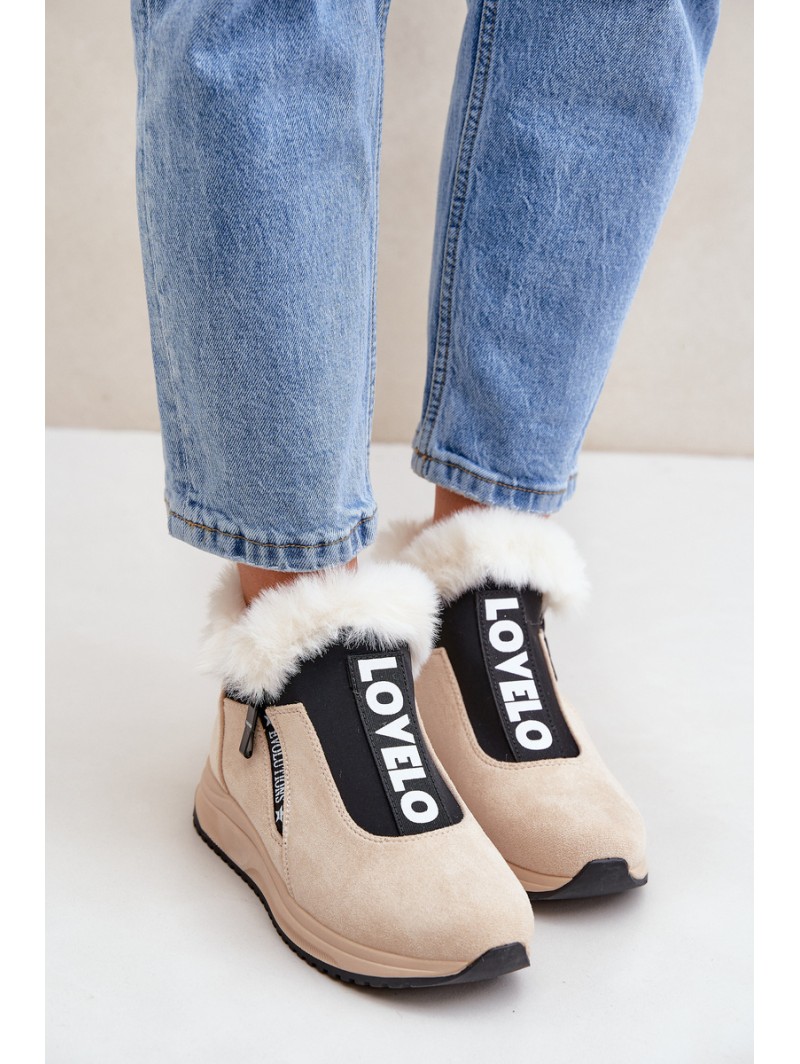Women Sneaker Ankle Boots With Fur Beige Zeriana