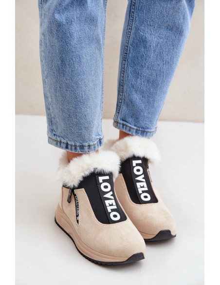 Women Sneaker Ankle Boots With Fur Beige Zeriana