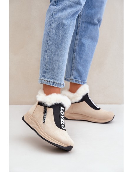 Women Sneaker Ankle Boots With Fur Beige Zeriana