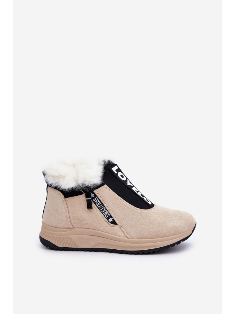 Women Sneaker Ankle Boots With Fur Beige Zeriana