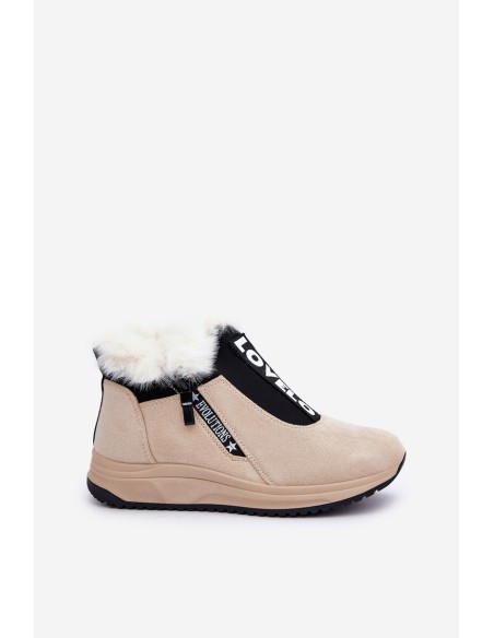 Women Sneaker Ankle Boots With Fur Beige Zeriana