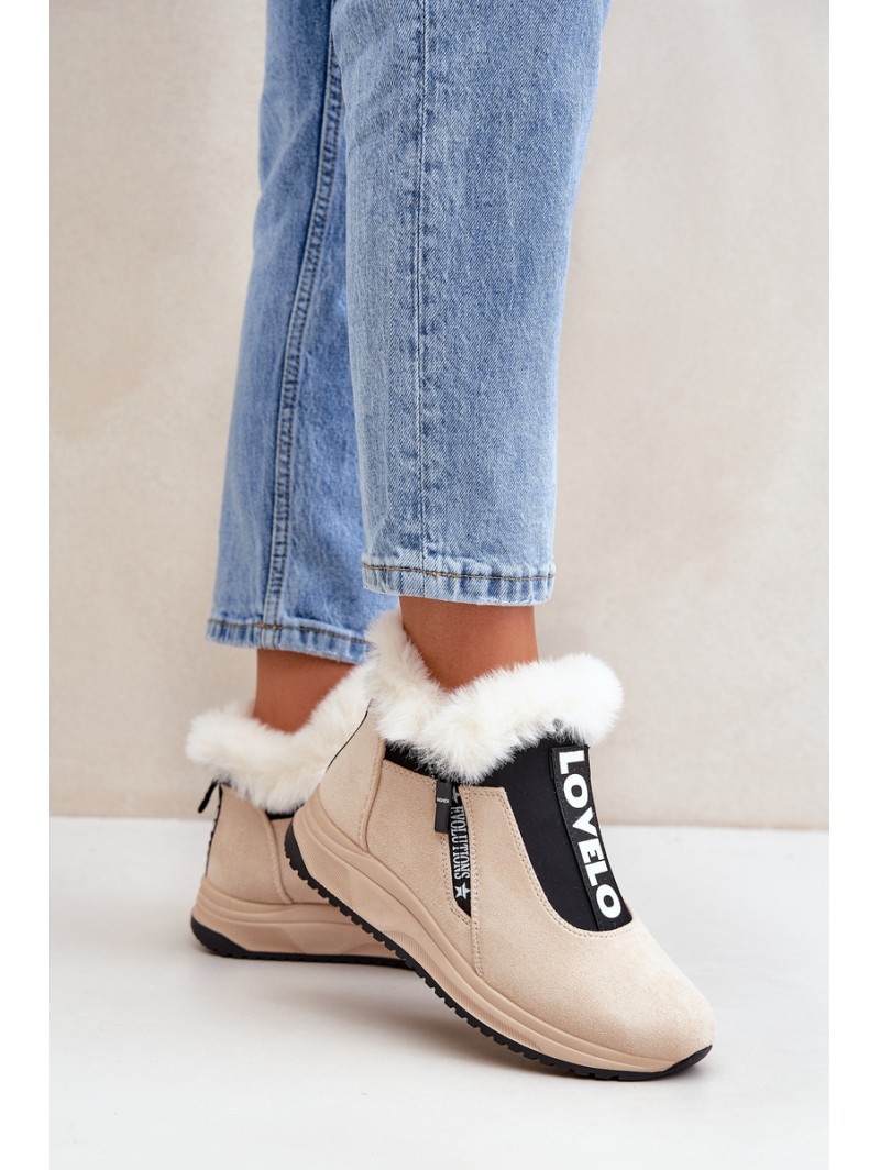 Women Sneaker Ankle Boots With Fur Beige Zeriana