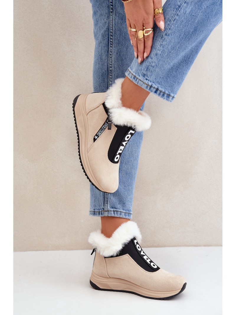 Women Sneaker Ankle Boots With Fur Beige Zeriana