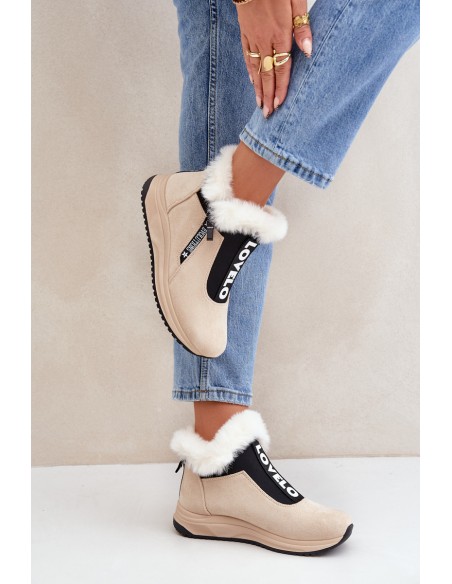 Women Sneaker Ankle Boots With Fur Beige Zeriana