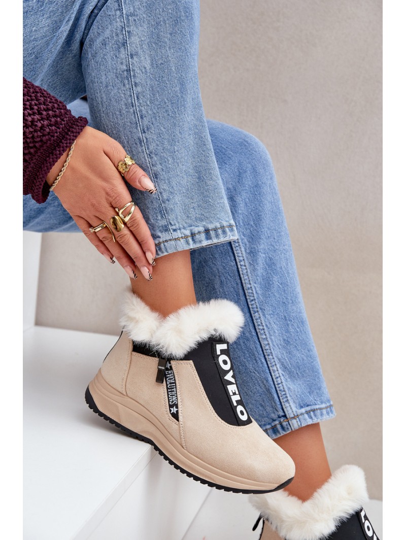 Women Sneaker Ankle Boots With Fur Beige Zeriana