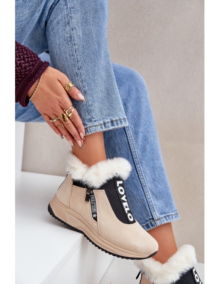 Women Sneaker Ankle Boots With Fur Beige Zeriana