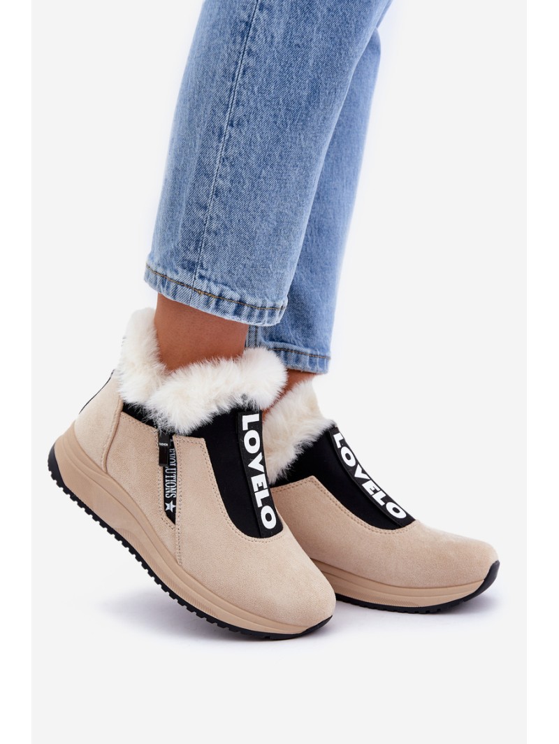 Women Sneaker Ankle Boots With Fur Beige Zeriana