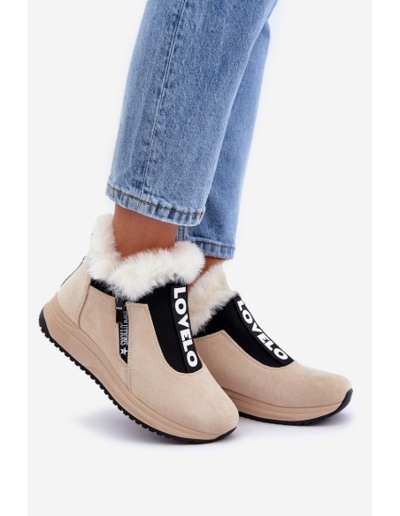 Women Sneaker Ankle Boots With Fur Beige Zeriana