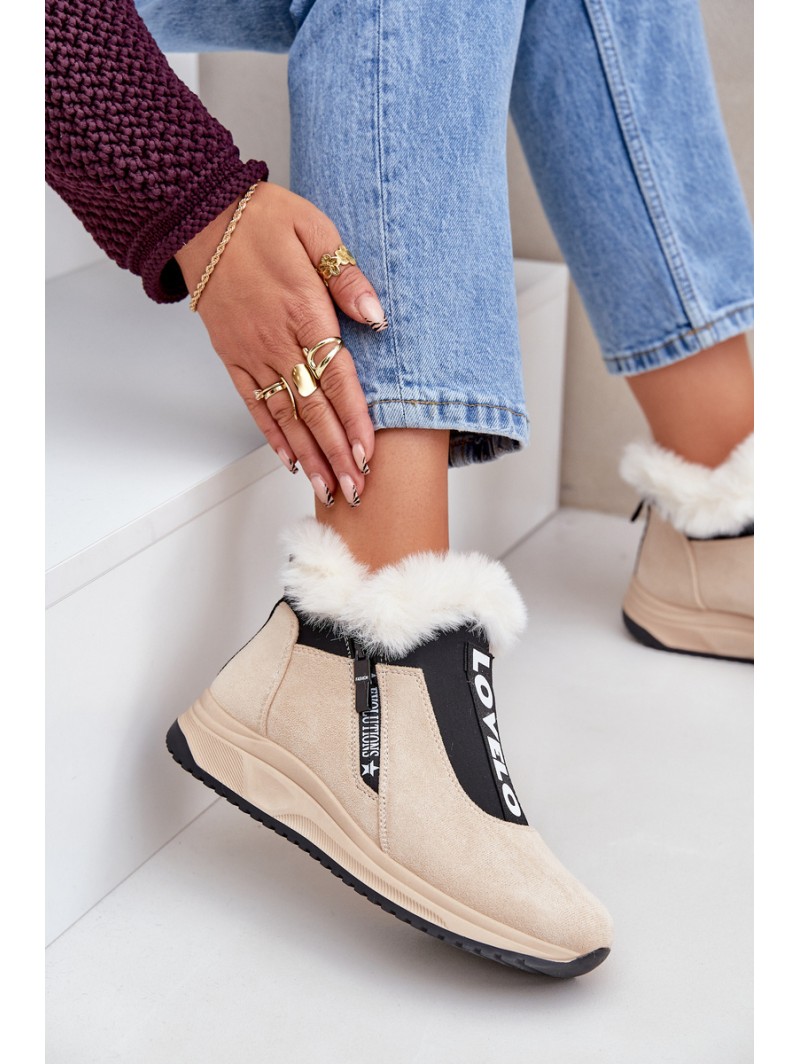Women Sneaker Ankle Boots With Fur Beige Zeriana