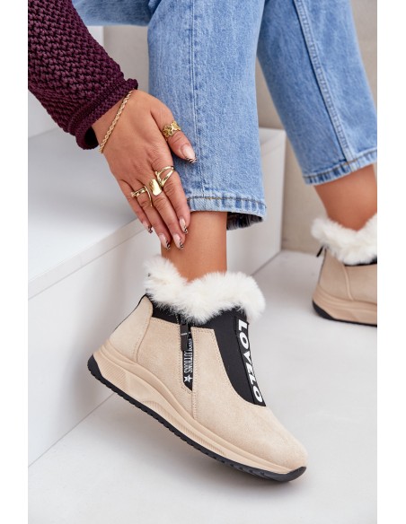 Women Sneaker Ankle Boots With Fur Beige Zeriana
