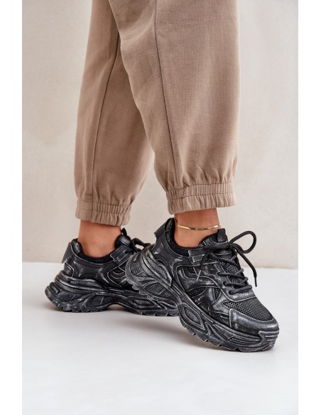 Women's Sneakers With Distress On Platform Black Seladwen