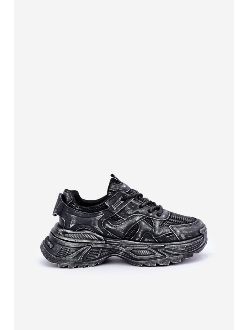 Women's Sneakers With Distress On Platform Black Seladwen