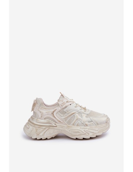Womens Sneakers With Distressing On Platform Beige Seladwen