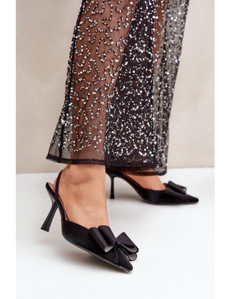 Fabric Heels With Bow Black Selatea