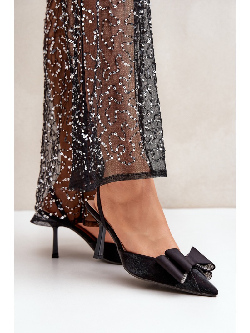 Fabric Heels With Bow Black Selatea