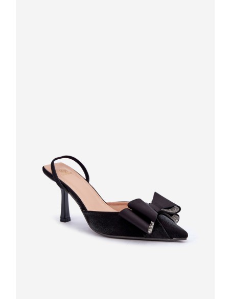 Fabric Heels With Bow Black Selatea