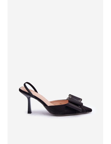 Fabric Heels With Bow Black Selatea