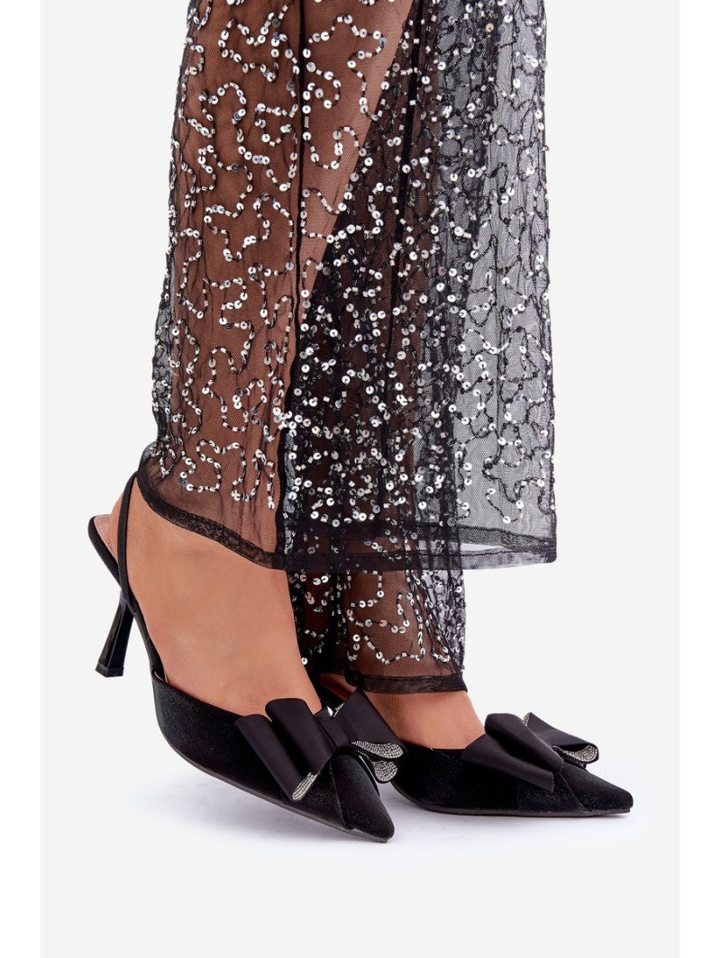Fabric Heels With Bow Black Selatea