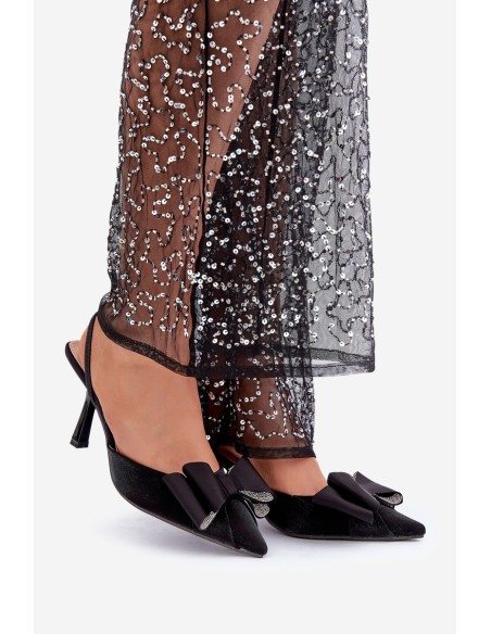 Fabric Heels With Bow Black Selatea