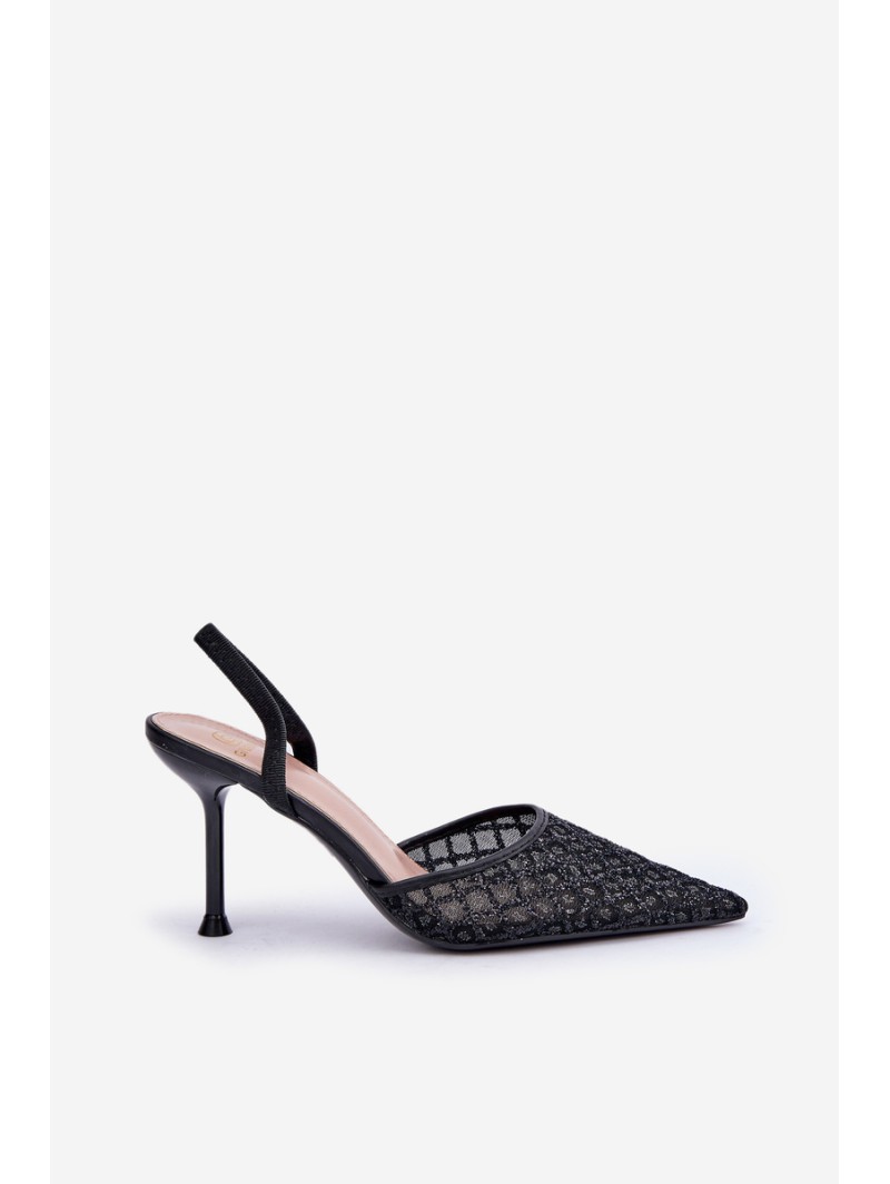 Heels With Open Back Decorated With Glitter Black Berilae