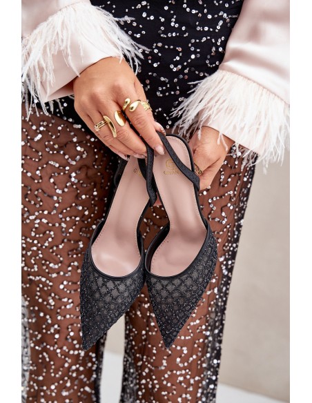 Heels With Open Back Decorated With Glitter Black Berilae