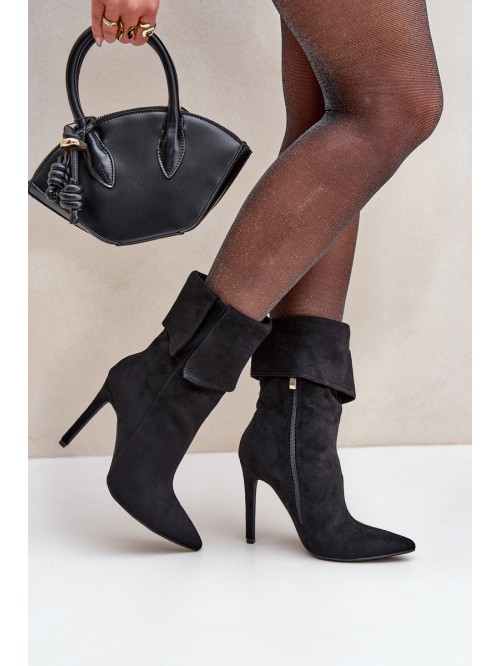 Stiletto Boots With Turned Shaft Black Luxira