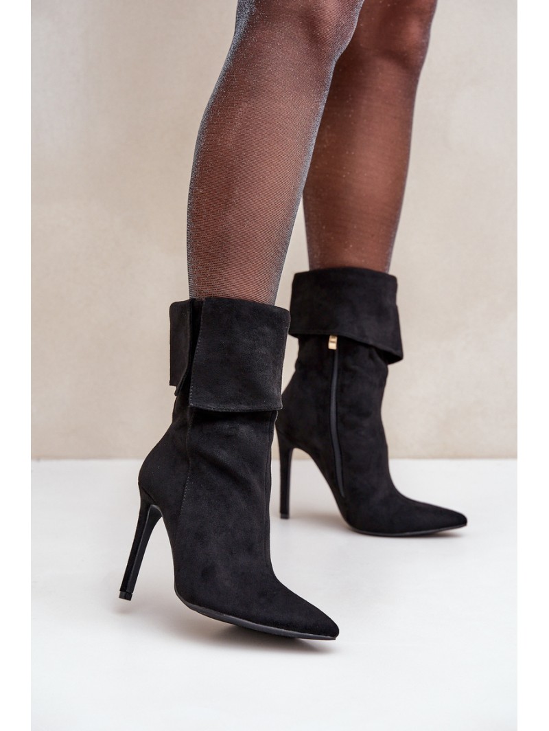 Stiletto Boots With Turned Shaft Black Luxira
