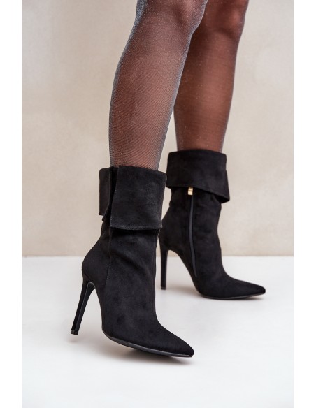 Stiletto Boots With Turned Shaft Black Luxira