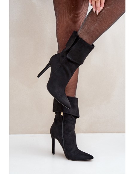 Stiletto Boots With Turned Shaft Black Luxira