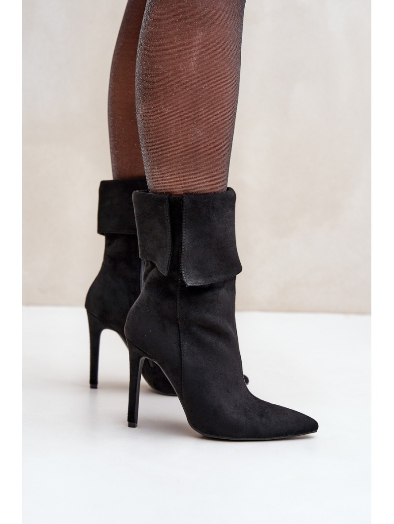 Stiletto Boots With Turned Shaft Black Luxira