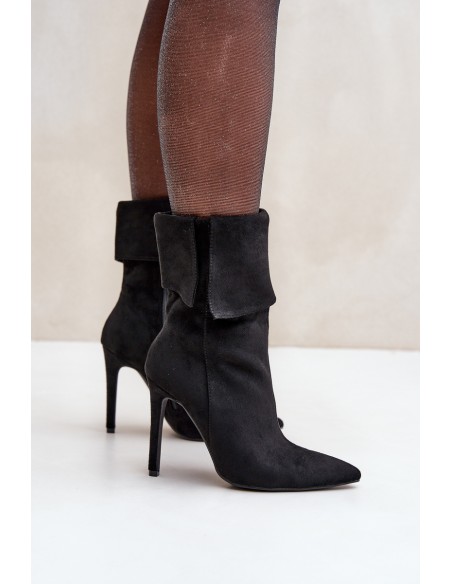 Stiletto Boots With Turned Shaft Black Luxira