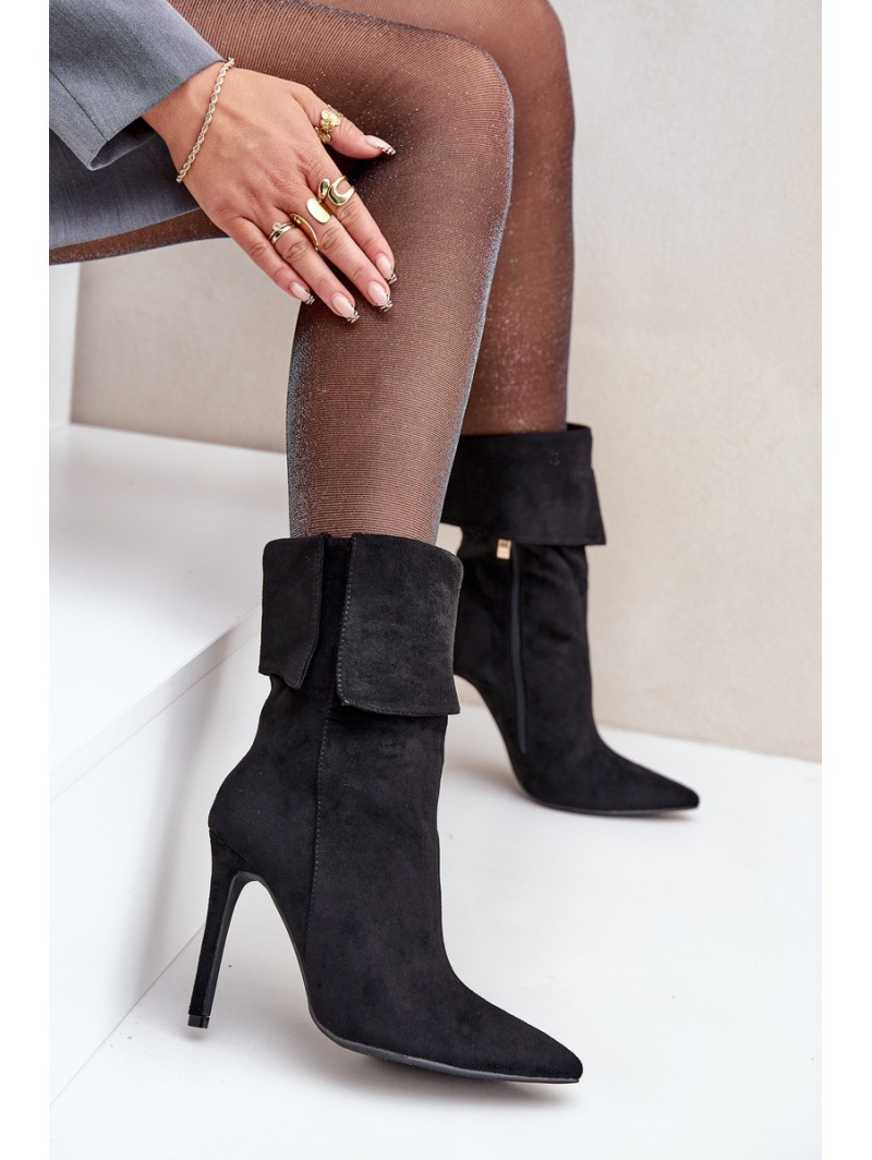 Stiletto Boots With Turned Shaft Black Luxira