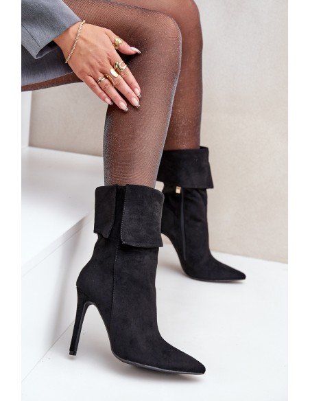 Stiletto Boots With Turned Shaft Black Luxira