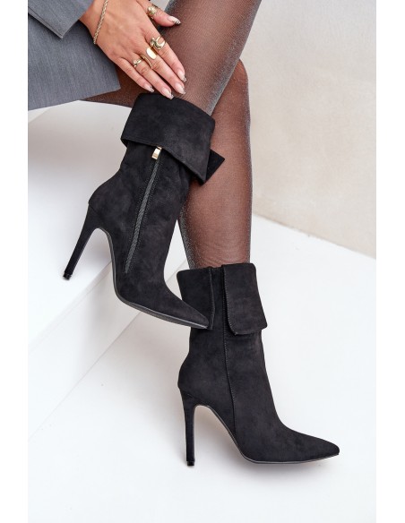 Stiletto Boots With Turned Shaft Black Luxira