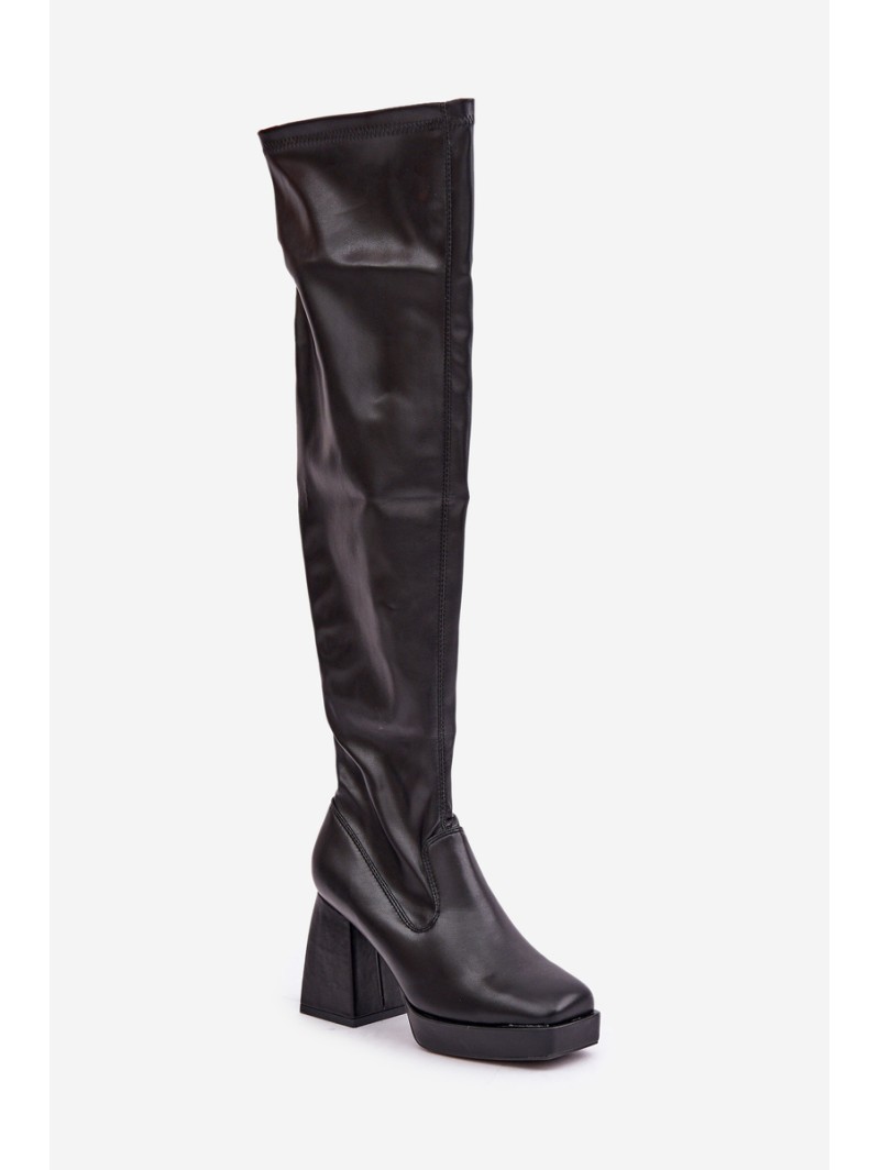 Fitted knee-high heeled boots dark brown Sanniraen