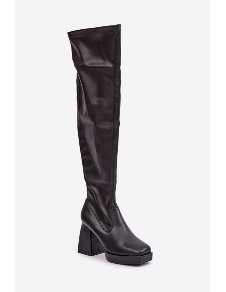 Fitted knee-high heeled boots dark brown Sanniraen