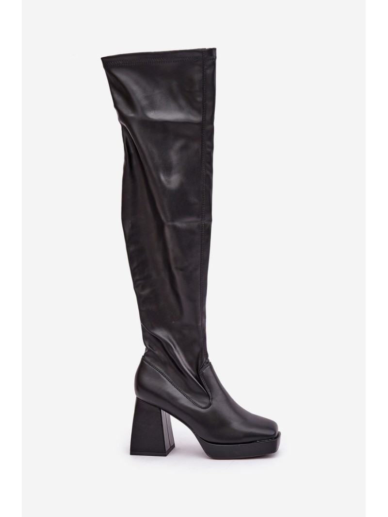 Fitted knee-high heeled boots dark brown Sanniraen