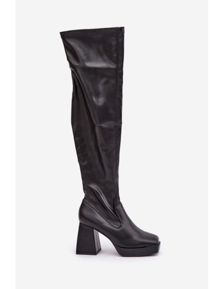 Fitted knee-high heeled boots dark brown Sanniraen